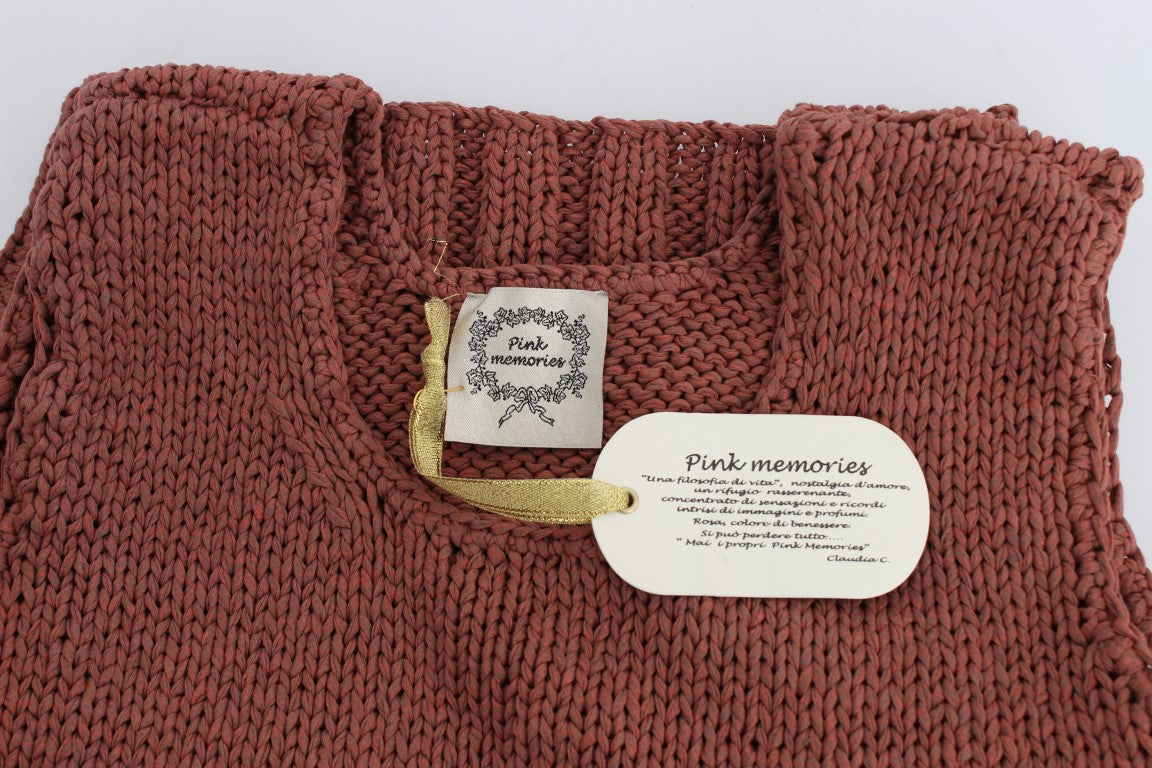 PINK MEMORIES Red Cotton Blend Knitted Sleeveless Sweater PINK MEMORIES