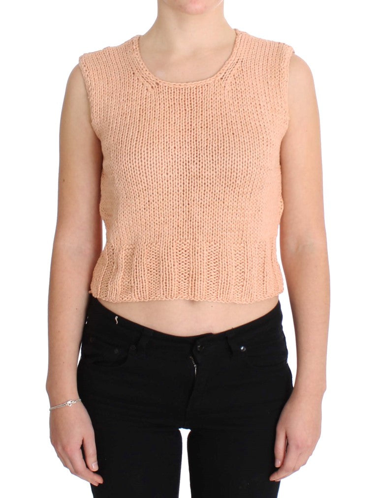 PINK MEMORIES Pink Cotton Blend Knitted Sleeveless Sweater PINK MEMORIES