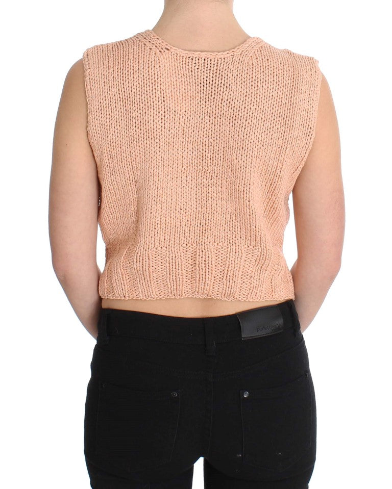 PINK MEMORIES Pink Cotton Blend Knitted Sleeveless Sweater PINK MEMORIES