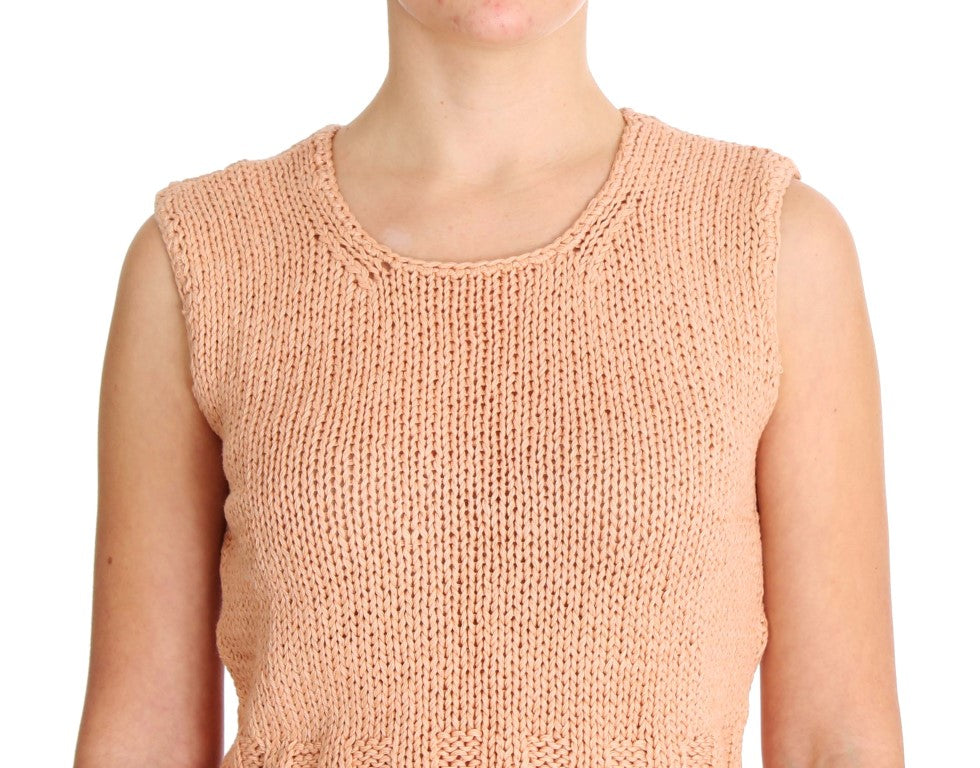 PINK MEMORIES Pink Cotton Blend Knitted Sleeveless Sweater PINK MEMORIES
