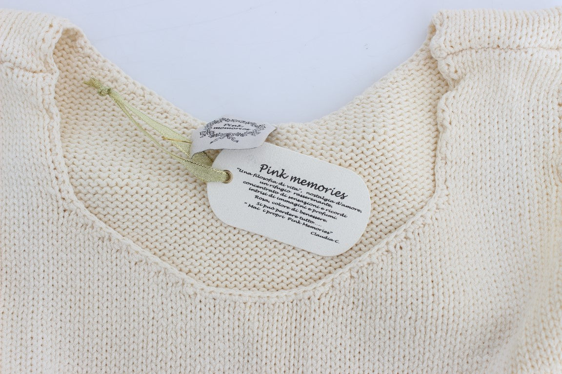 PINK MEMORIES Beige Cotton Blend Knitted Sleeveless Sweater PINK MEMORIES