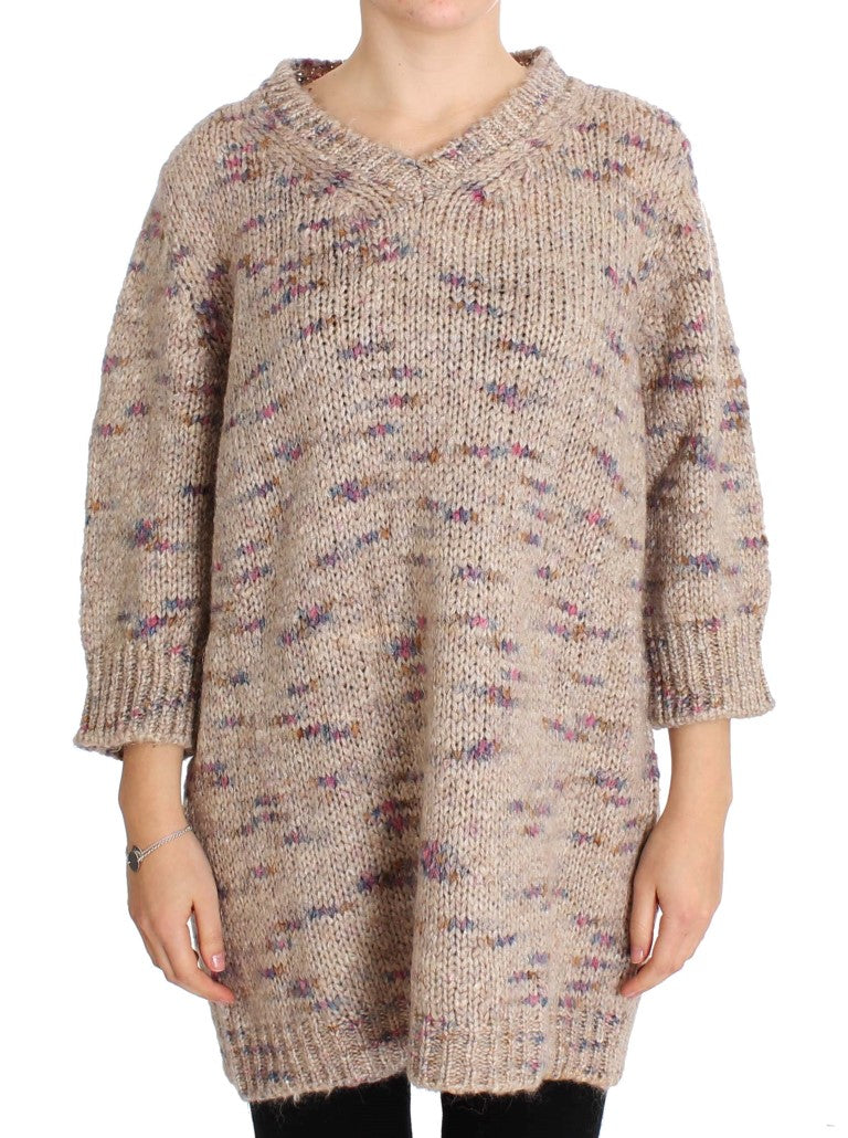 PINK MEMORIES Beige Wool Blend Knitted Oversize Sweater PINK MEMORIES