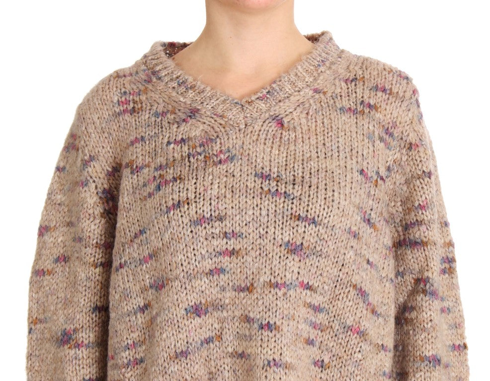 PINK MEMORIES Beige Wool Blend Knitted Oversize Sweater PINK MEMORIES