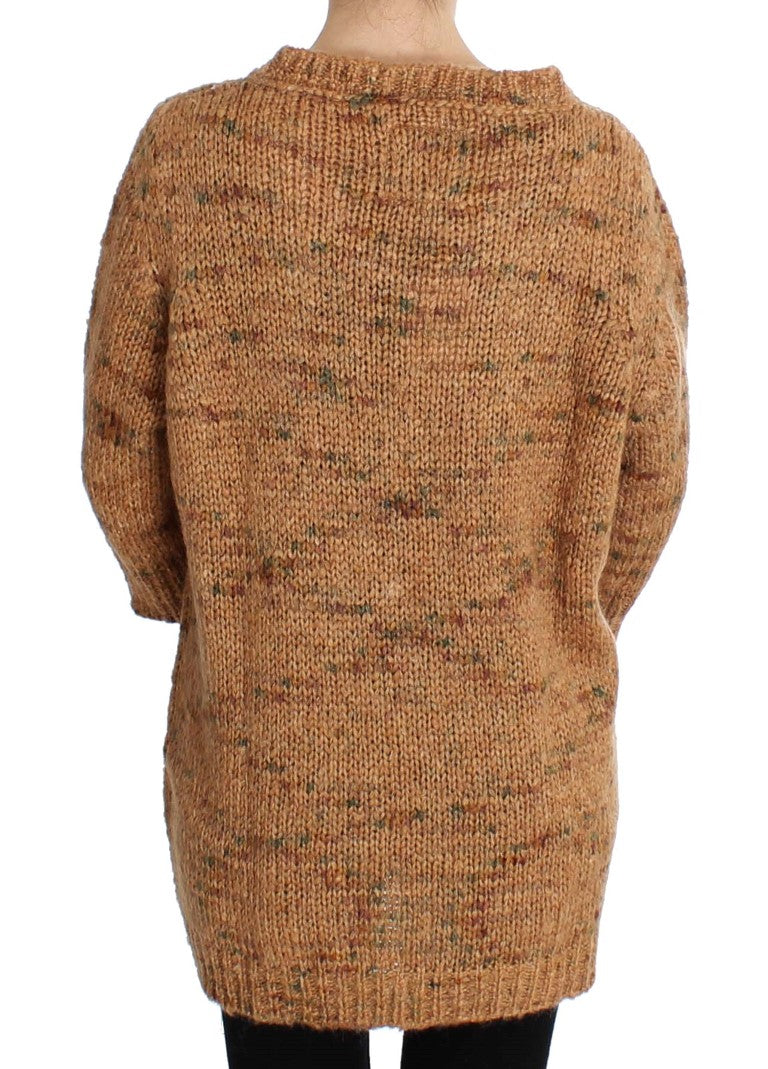 PINK MEMORIES Brown Wool Blend Knitted Oversize Sweater PINK MEMORIES