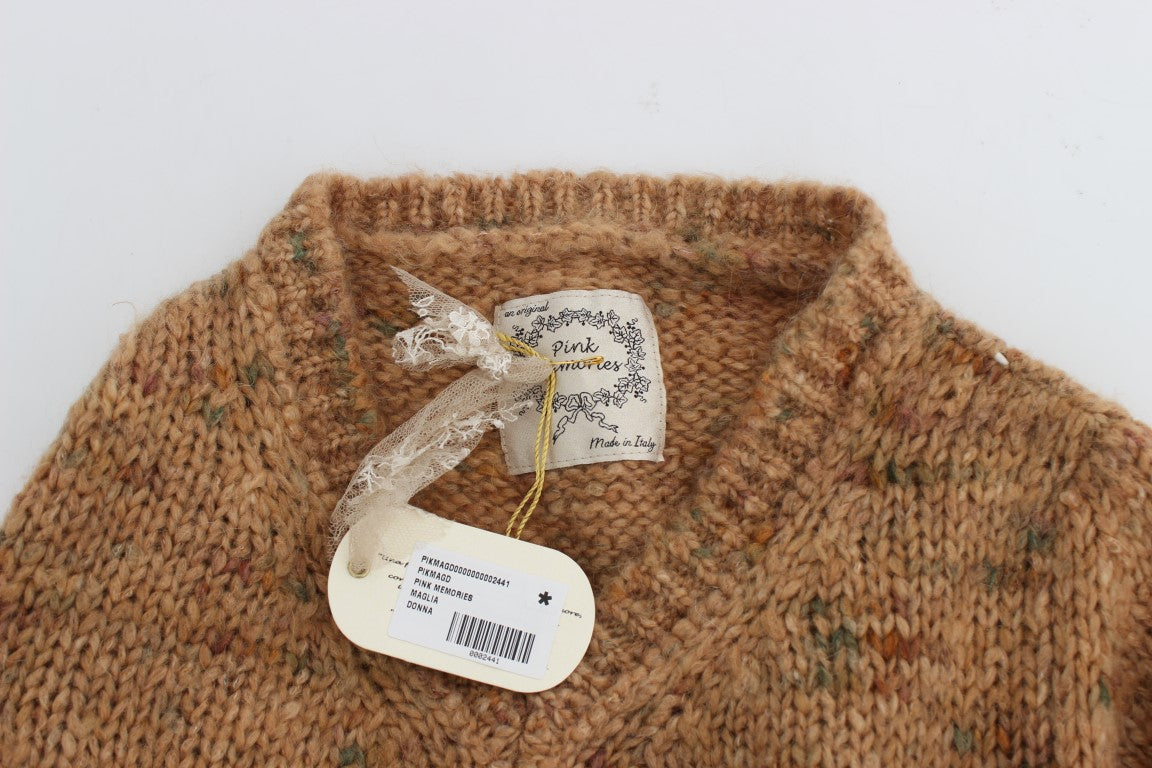 PINK MEMORIES Brown Wool Blend Knitted Oversize Sweater PINK MEMORIES