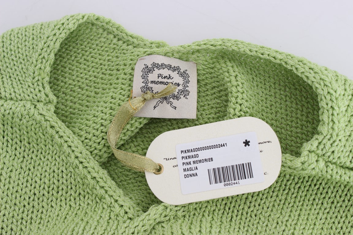 PINK MEMORIES Green Cotton Blend Knitted Sweater PINK MEMORIES