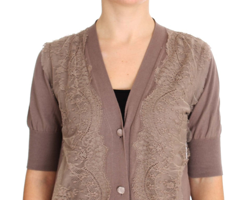 PINK MEMORIES Purple Lace Cotton Cardigan Sweater PINK MEMORIES