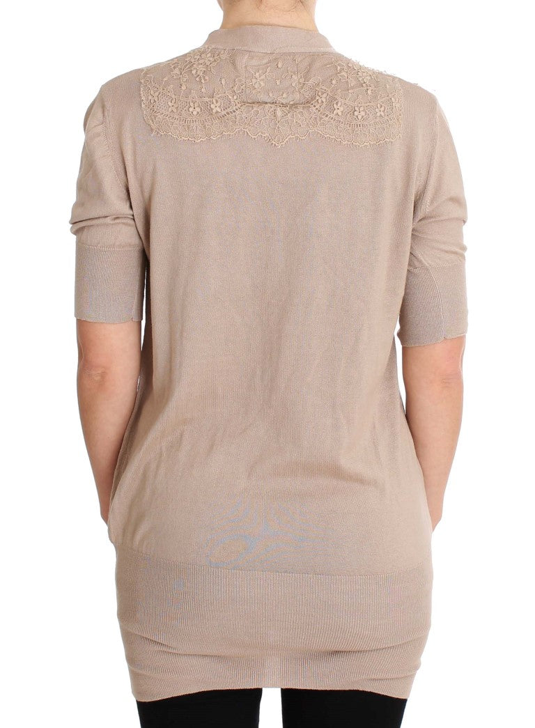 PINK MEMORIES Pink Lace Cotton Cardigan Sweater PINK MEMORIES