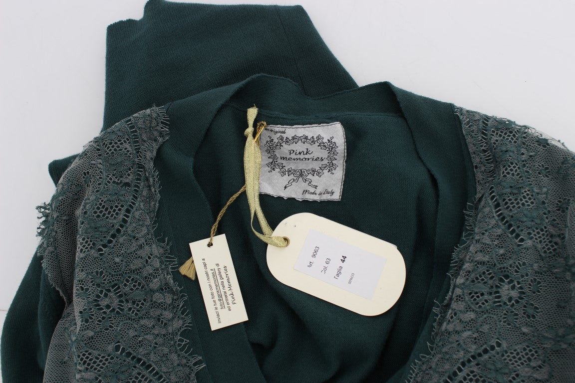 PINK MEMORIES Green Lace Cotton Cardigan Sweater PINK MEMORIES