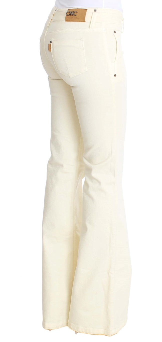 Costume National White Cotton Stretch Flare Jeans Costume National