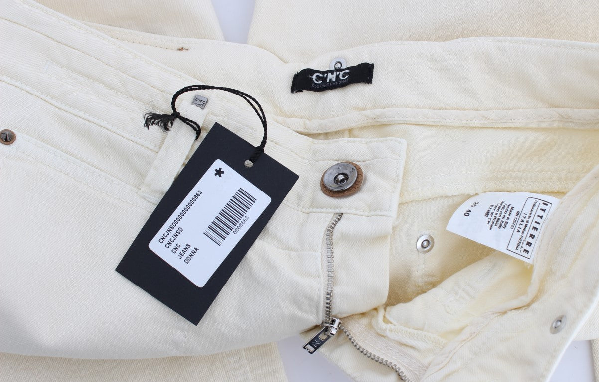 Costume National White Cotton Stretch Flare Jeans Costume National