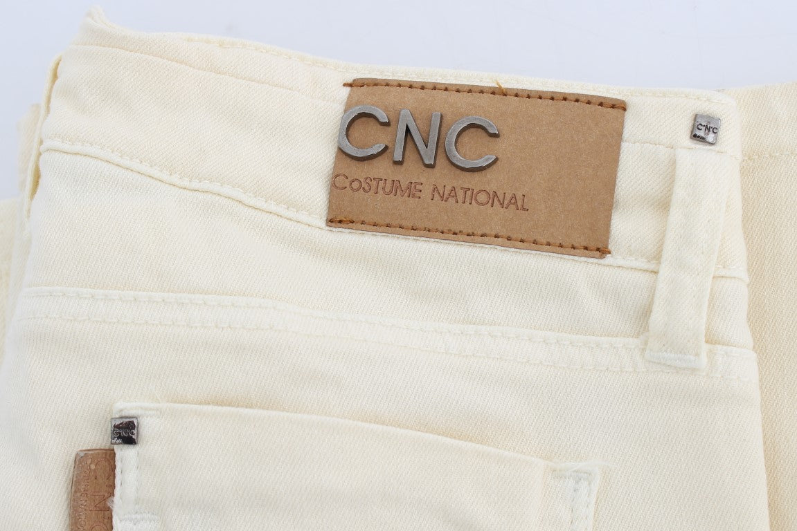 Costume National White Cotton Stretch Flare Jeans Costume National