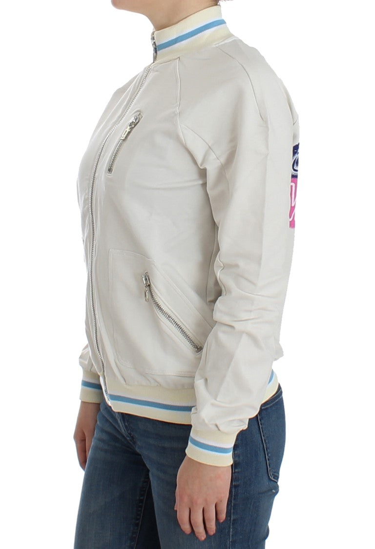 John Galliano White Mock Zip Cardigan Sweatshirt Sweater John Galliano