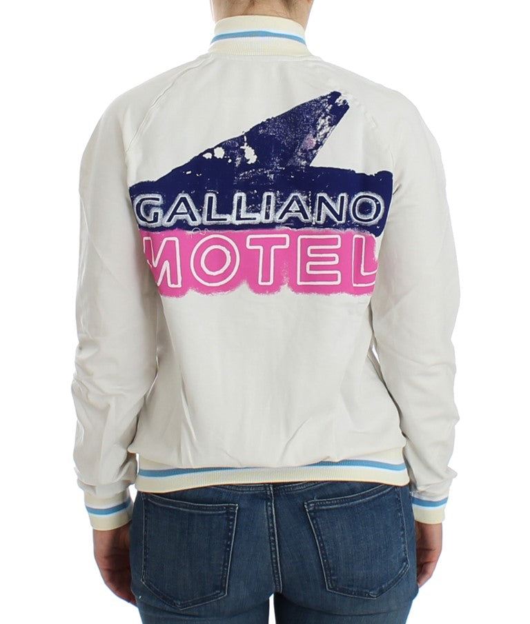 John Galliano White Mock Zip Cardigan Sweatshirt Sweater John Galliano