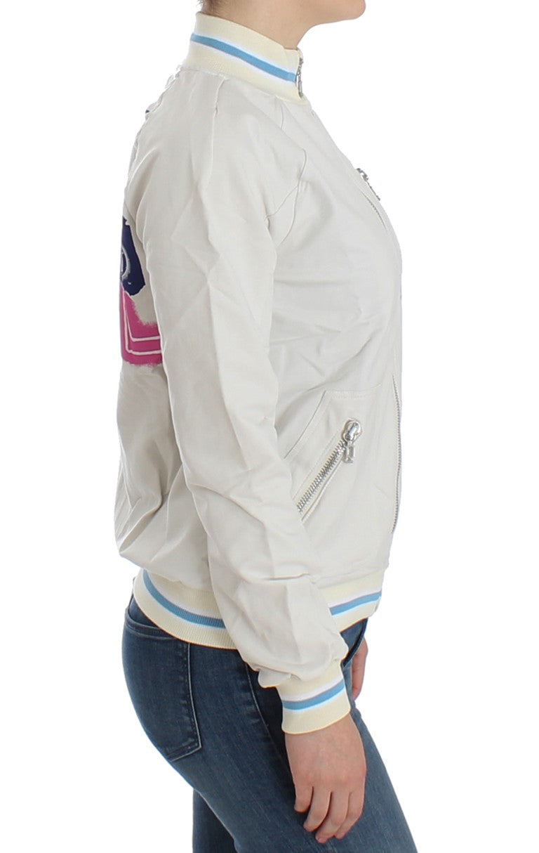 John Galliano White Mock Zip Cardigan Sweatshirt Sweater John Galliano