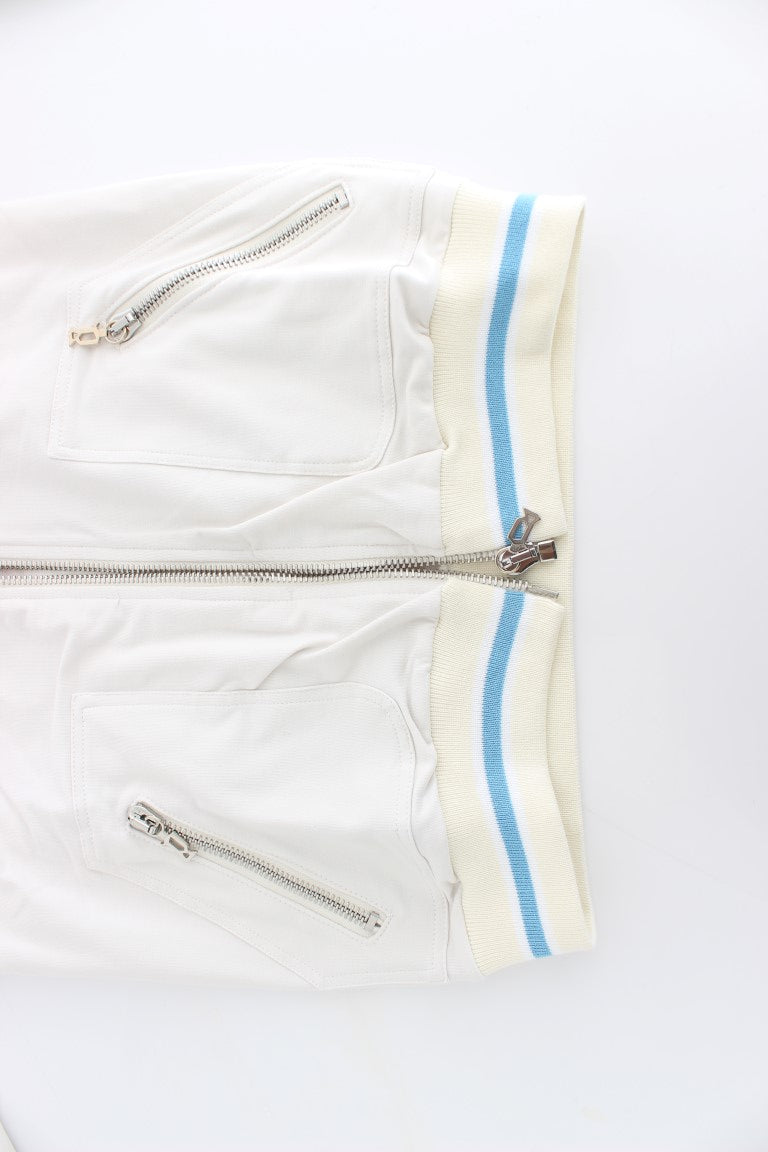 John Galliano White Mock Zip Cardigan Sweatshirt Sweater John Galliano