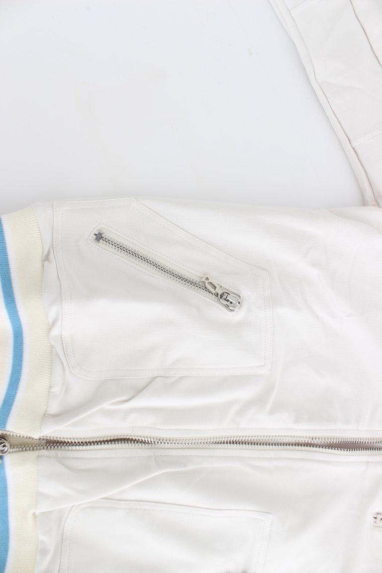 John Galliano White Mock Zip Cardigan Sweatshirt Sweater John Galliano