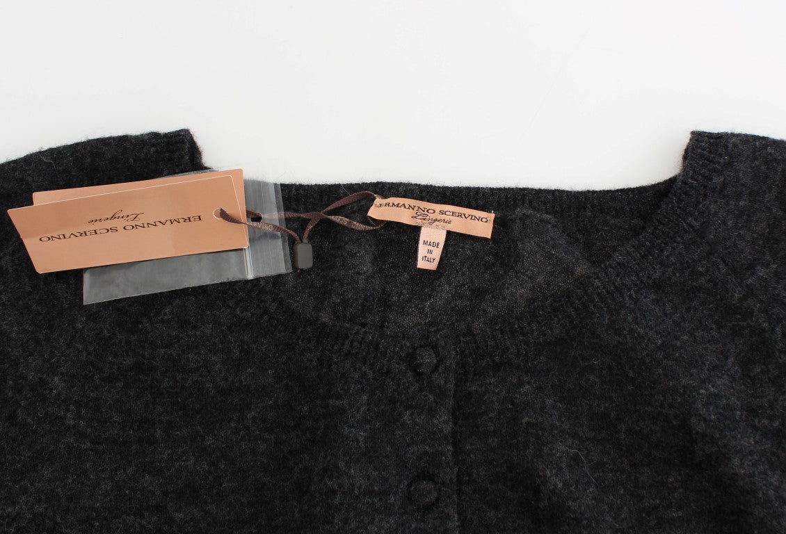 Ermanno Scervino Gray Knit Wool Cardigan Sweater Ermanno Scervino