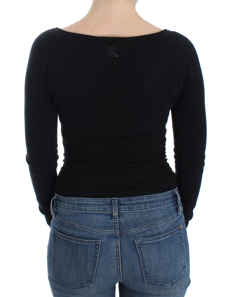 Ermanno Scervino Black Cashmere Cardigan Sweater Ermanno Scervino