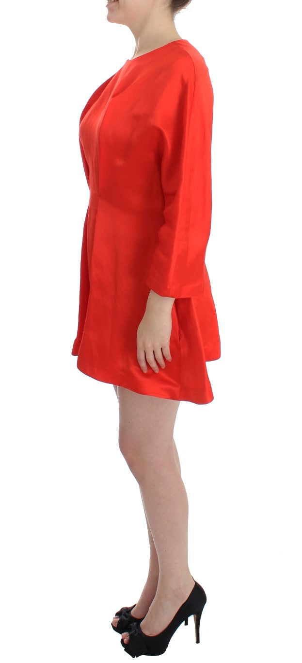 Fyodor Golan Red Mini Linen 3/4 Sleeve Sheath Dress Fyodor Golan