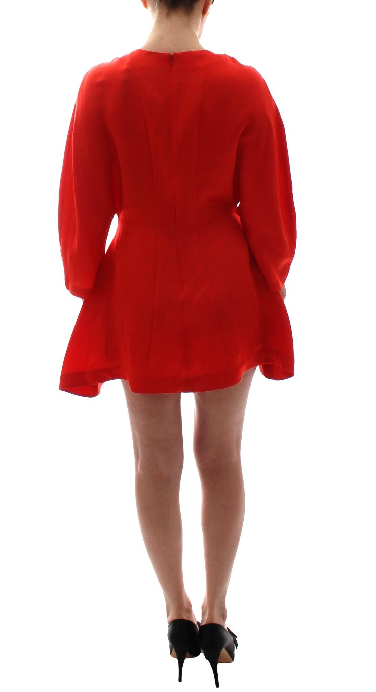 Fyodor Golan Red Mini Linen 3/4 Sleeve Sheath Dress Fyodor Golan