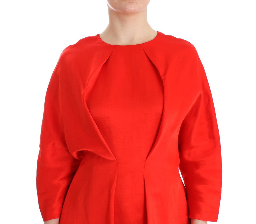 Fyodor Golan Red Mini Linen 3/4 Sleeve Sheath Dress Fyodor Golan
