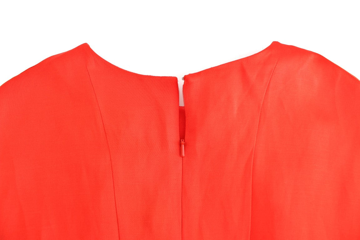 Fyodor Golan Red Mini Linen 3/4 Sleeve Sheath Dress Fyodor Golan