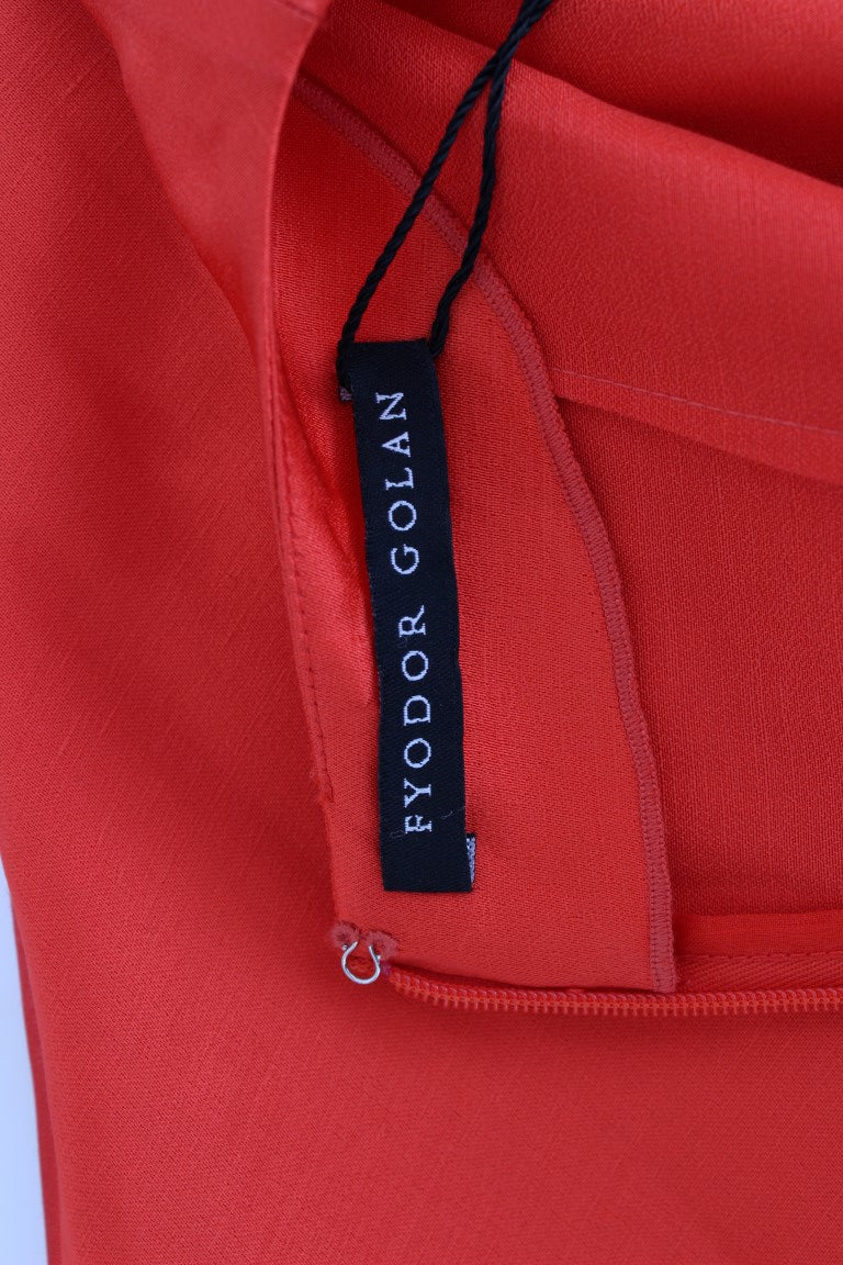 Fyodor Golan Red Mini Linen 3/4 Sleeve Sheath Dress Fyodor Golan