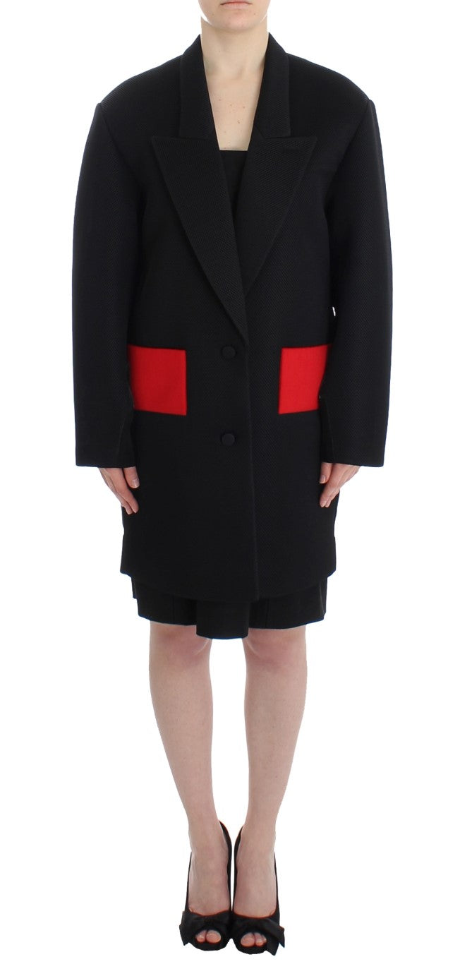 KAALE SUKTAE Black Coat Trench Long Draped Jacket Blazer KAALE SUKTAE