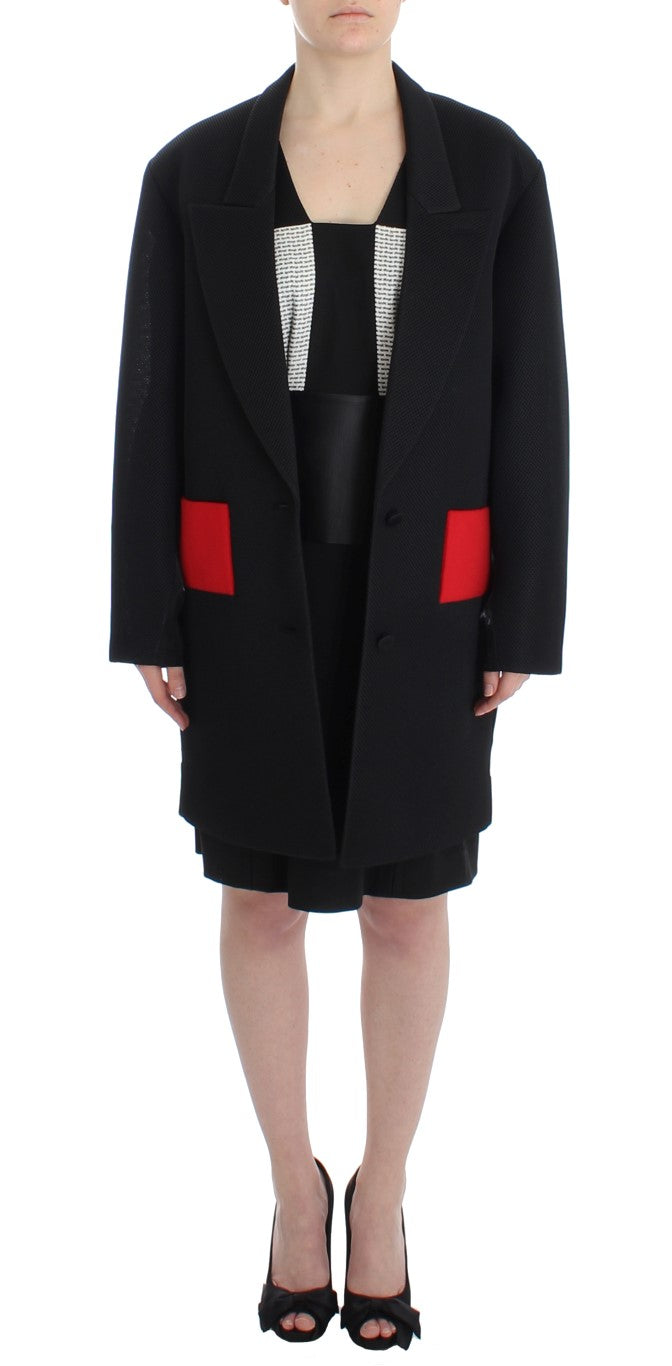 KAALE SUKTAE Black Coat Trench Long Draped Jacket Blazer KAALE SUKTAE
