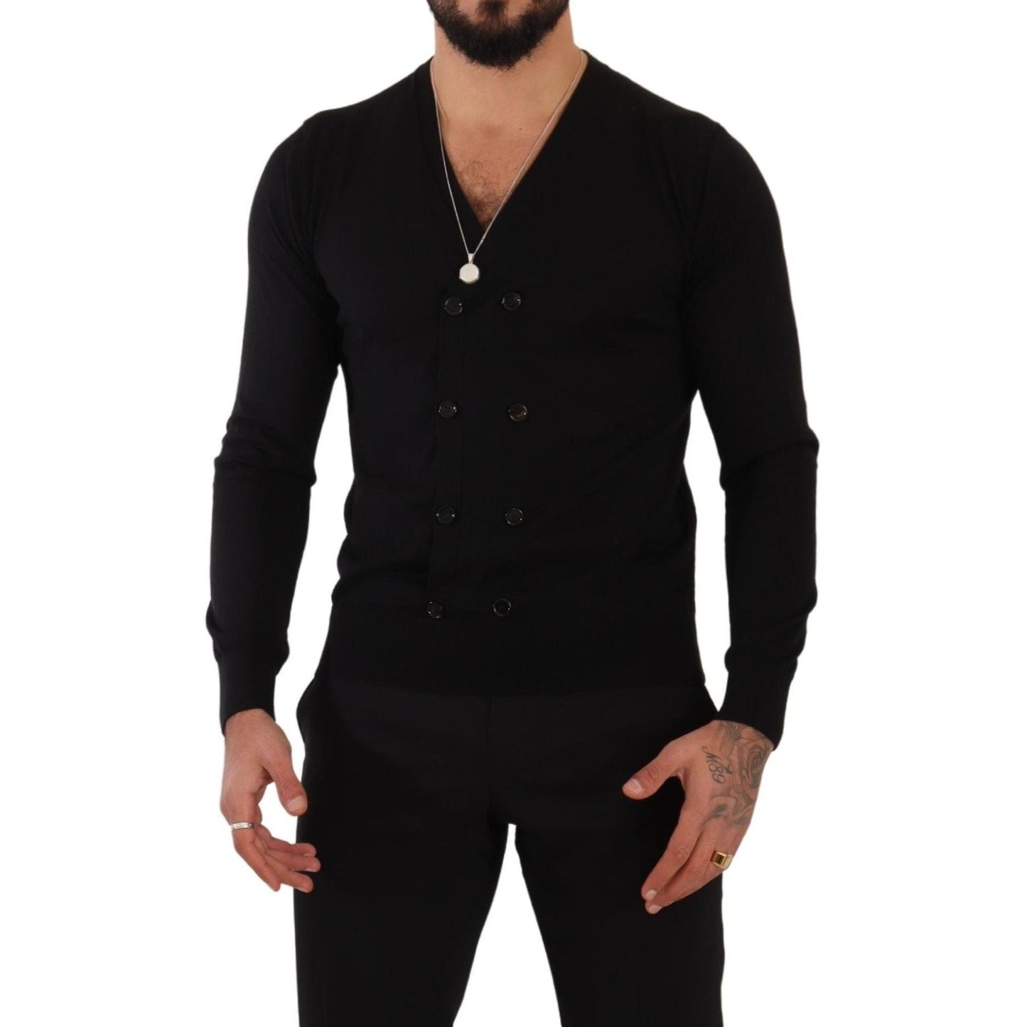 Dolce & Gabbana Black Cashmere Button Down Cardigan Sweater