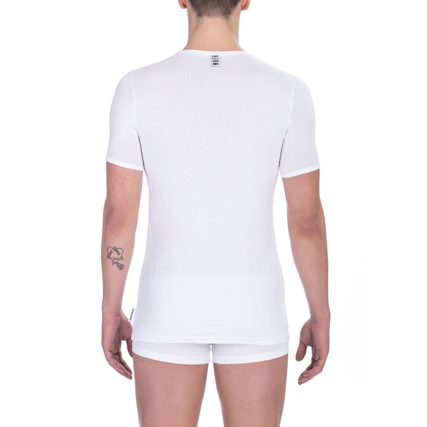Bikkembergs White Cotton Men's V-Neck T-Shirt