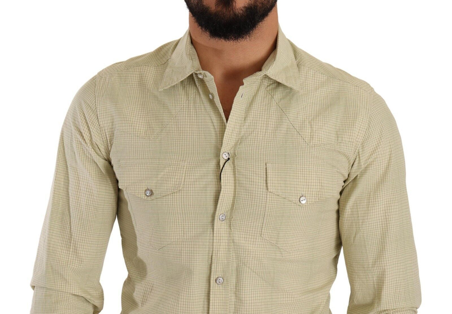 Dolce & Gabbana Yellow SICILIA Cotton Casual Slim Fit Shirt Dolce & Gabbana