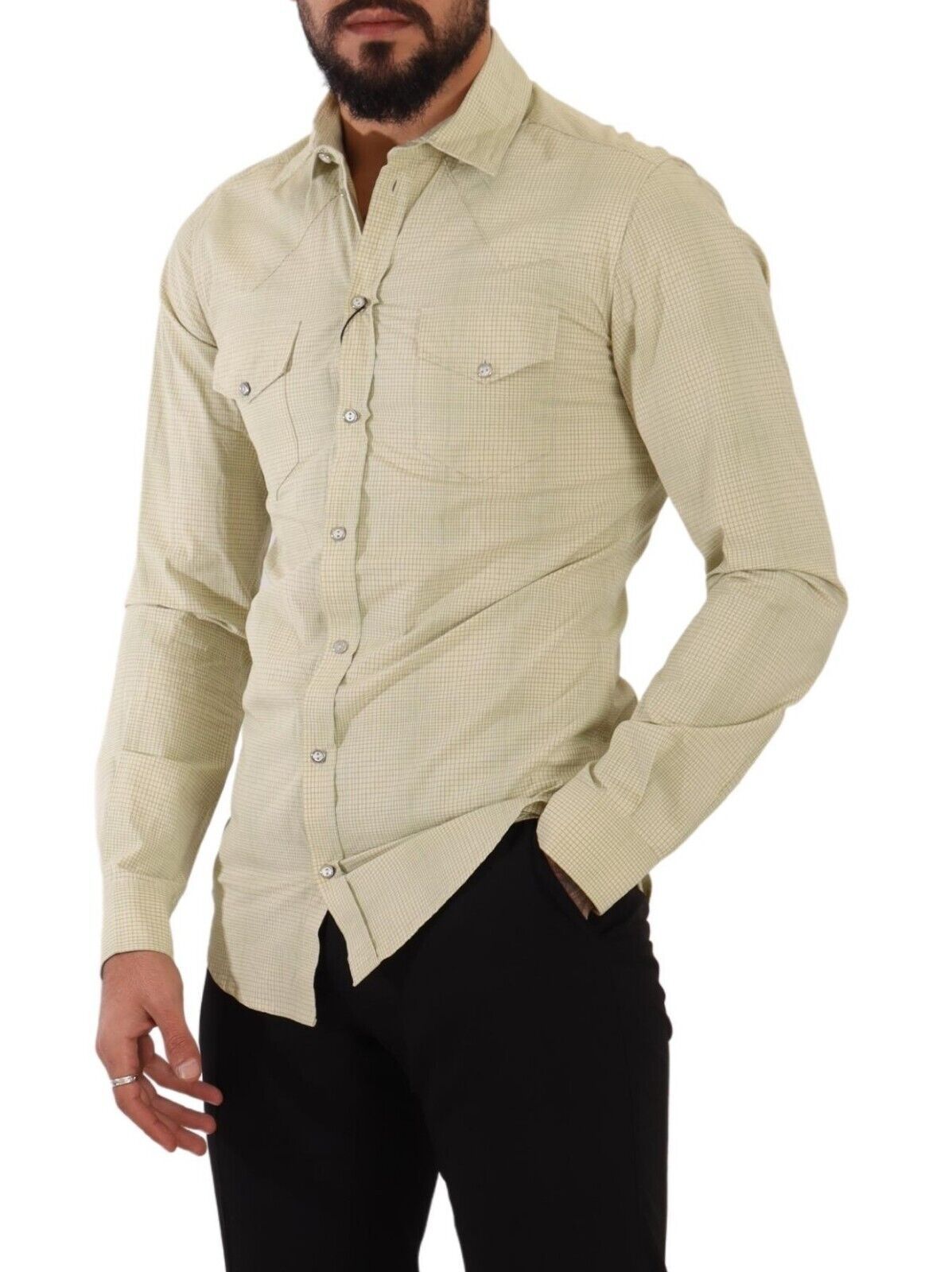 Dolce & Gabbana Yellow SICILIA Cotton Casual Slim Fit Shirt Dolce & Gabbana