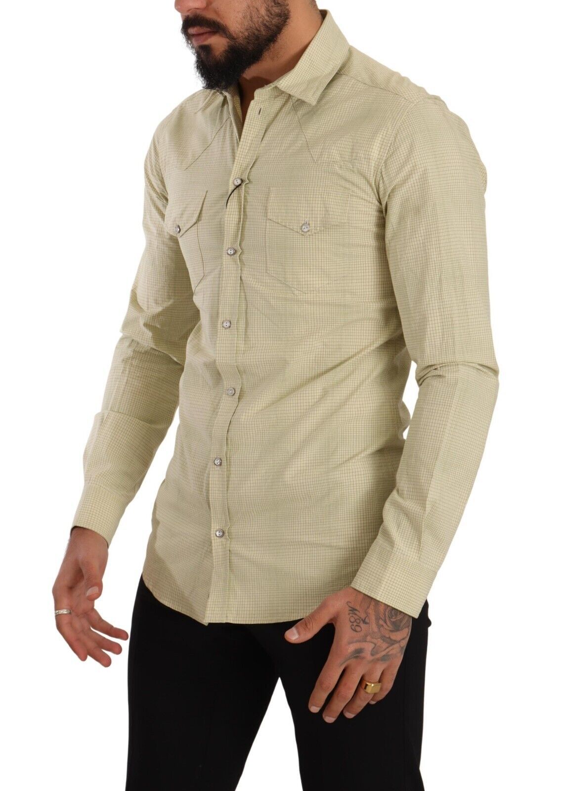 Dolce & Gabbana Yellow SICILIA Cotton Casual Slim Fit Shirt Dolce & Gabbana