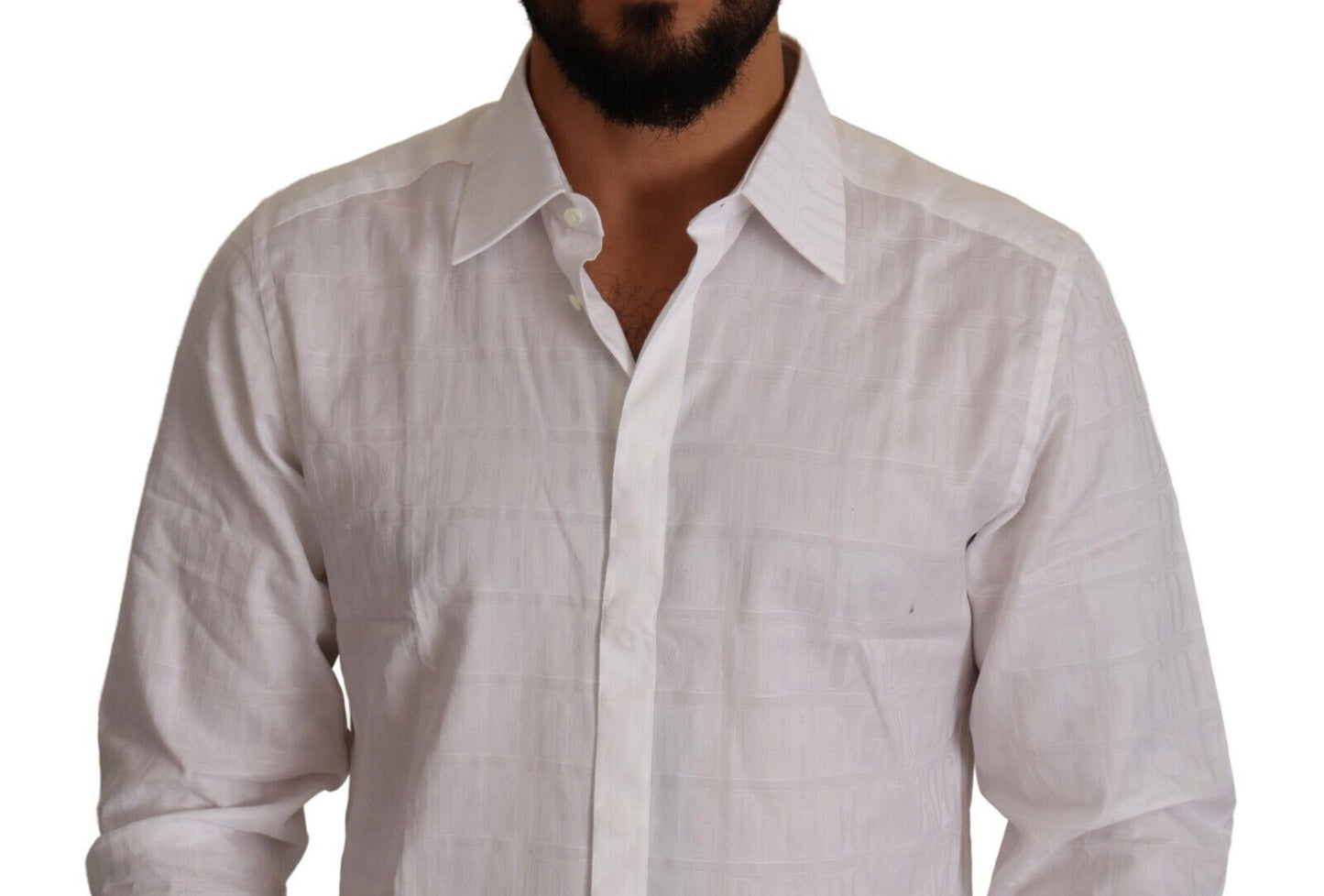 Dolce & Gabbana White GOLD Cotton Slim Fit Dress Formal Shirt Dolce & Gabbana