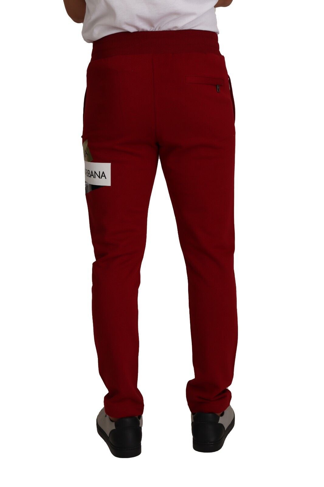 Dolce & Gabbana Red Cotton Logo Patch Sweatpants Jogging Pants Dolce & Gabbana