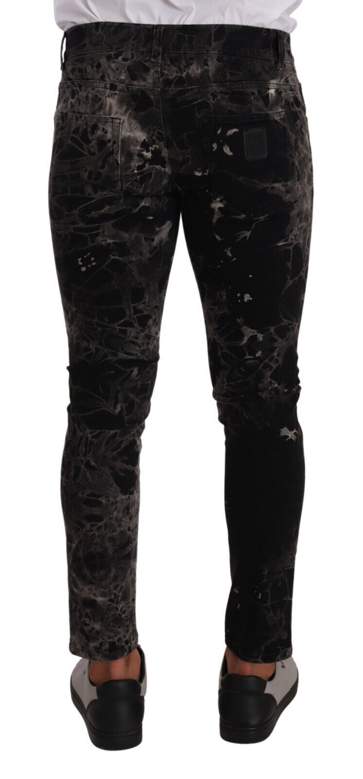 Dolce & Gabbana Black Patterned Skinny Slim Fit Jeans Dolce & Gabbana