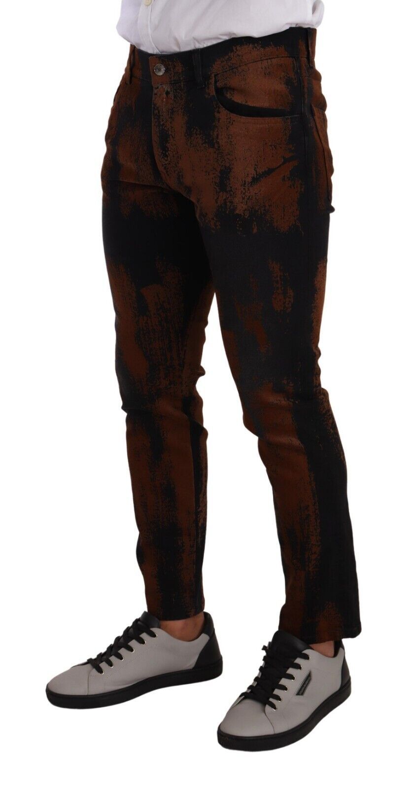 Dolce & Gabbana Black Brown Tie Dye Cotton Skinny Denim Jeans Dolce & Gabbana