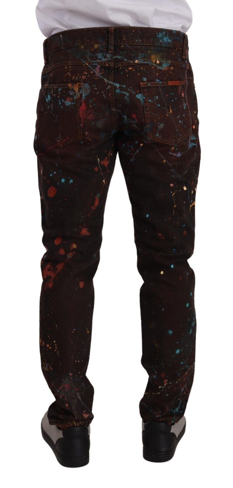 Dolce & Gabbana Brown Splash Color Cotton Regular Denim Jeans Dolce & Gabbana