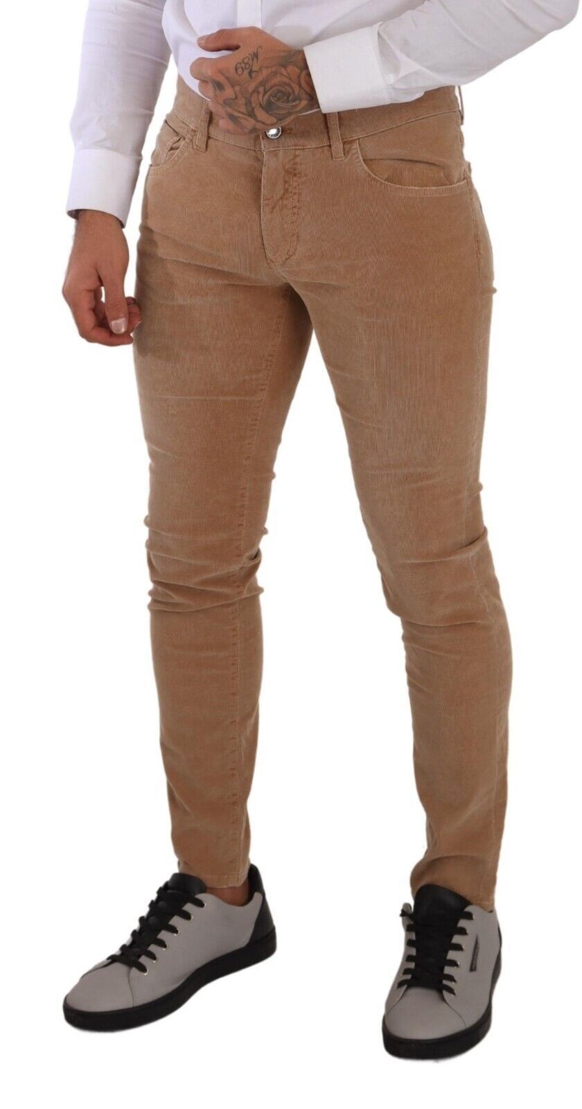 Dolce & Gabbana Brown Corduroy Cotton Skinny Slim Fit Jeans Dolce & Gabbana