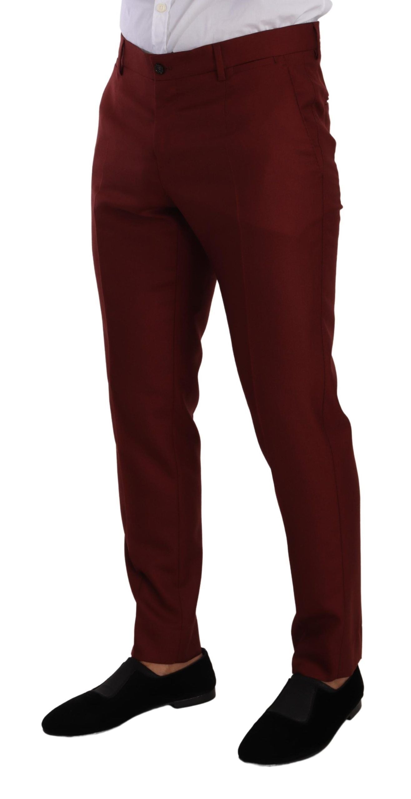 Dolce & Gabbana Red Cashmere Silk Dress Men Trouser Pants Dolce & Gabbana