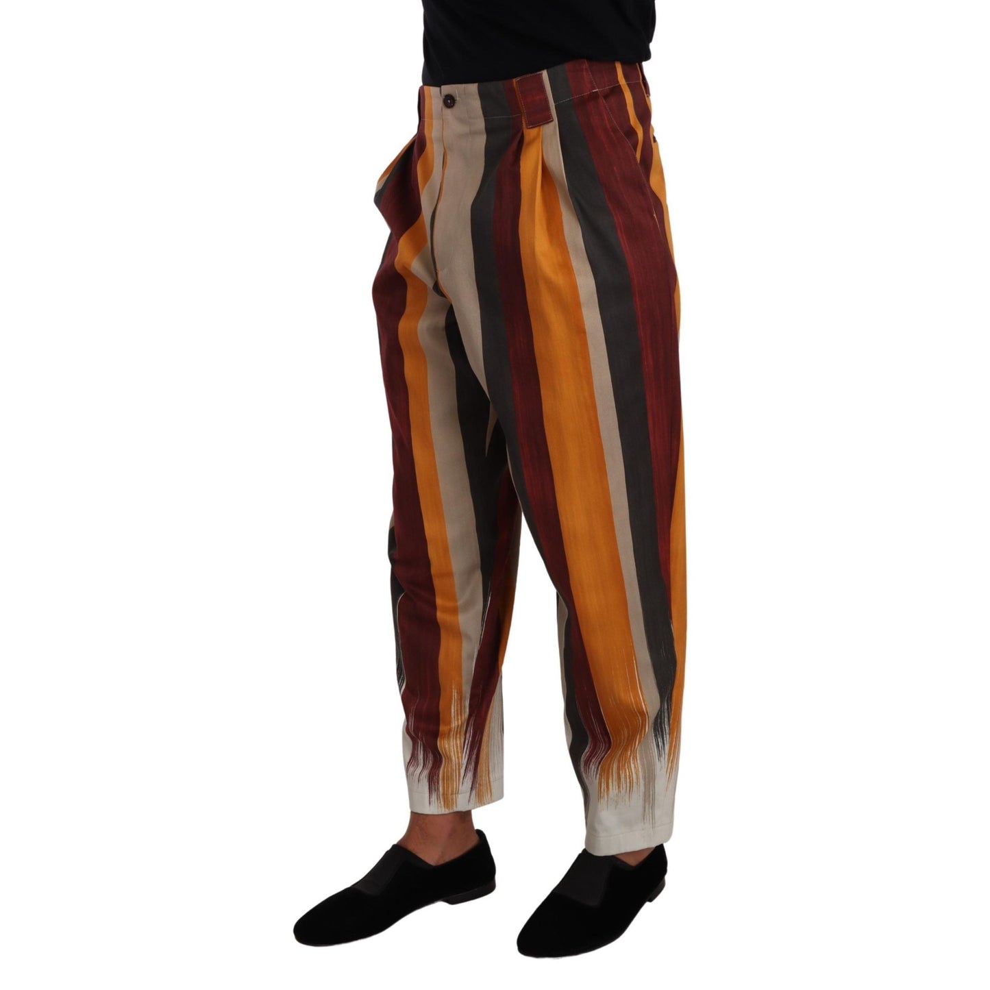 Dolce & Gabbana Multicolor Striped Cotton Tapered Trouser Pants