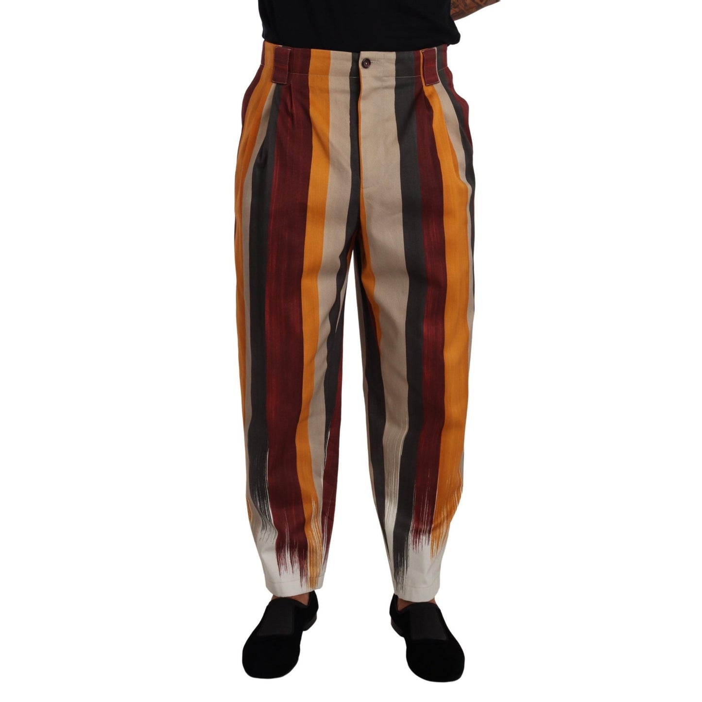 Dolce & Gabbana Multicolor Striped Cotton Tapered Trouser Pants