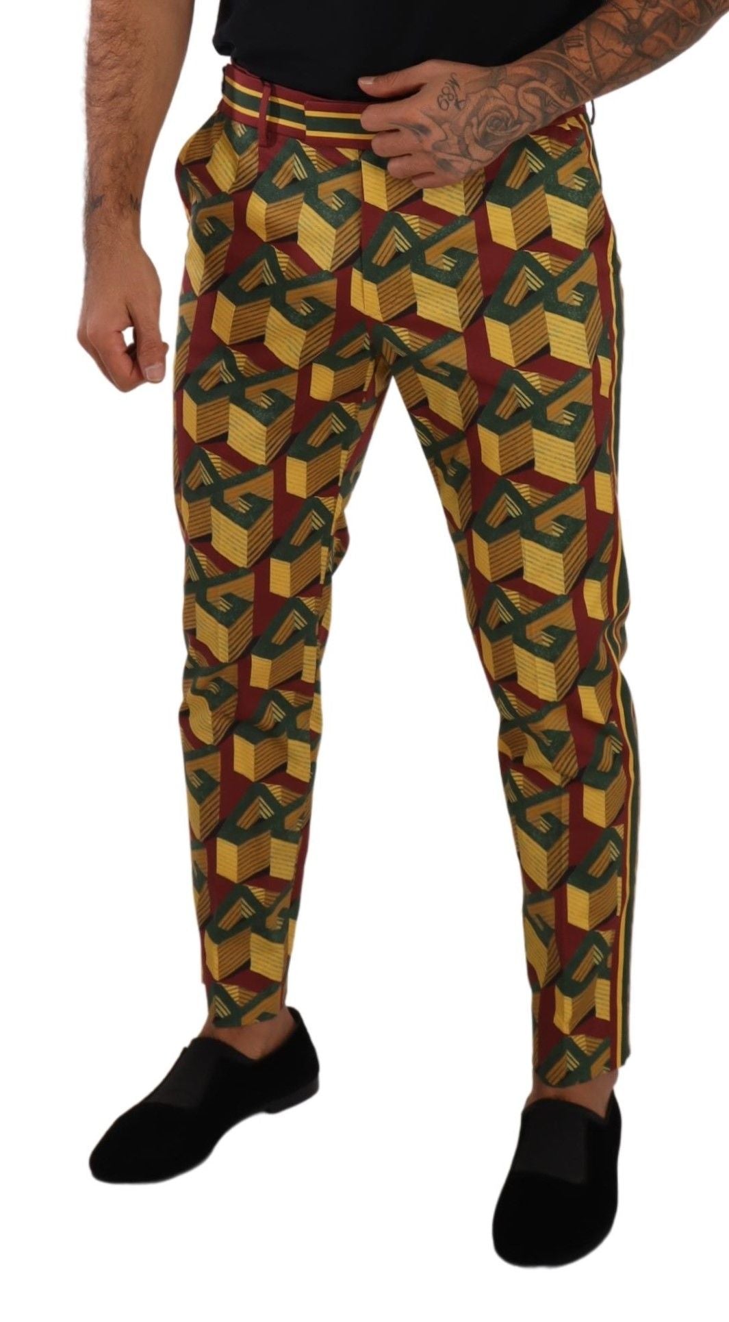 Dolce & Gabbana Multicolor Logo Mania Cotton Tapered Trouser Pants Dolce & Gabbana
