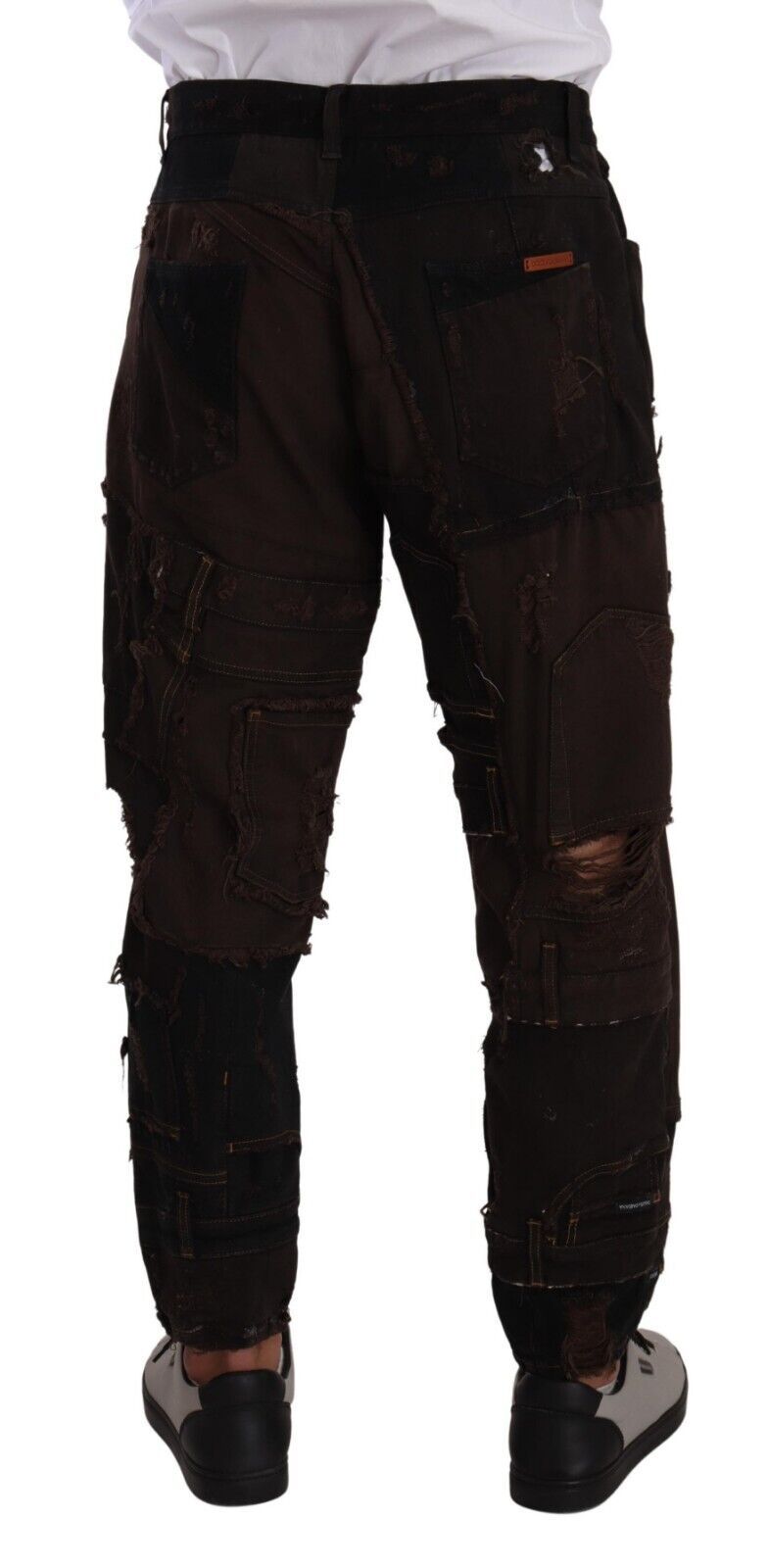 Dolce & Gabbana Brown Cotton Distressed Regular Denim Jeans Dolce & Gabbana