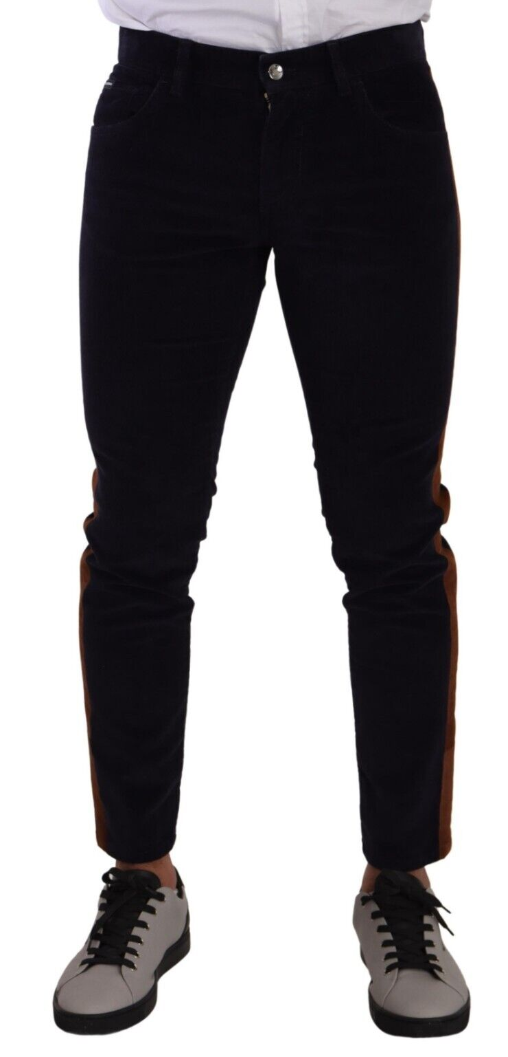 Dolce & Gabbana Blue Cotton Stretch Skinny Corduroy Jeans Dolce & Gabbana