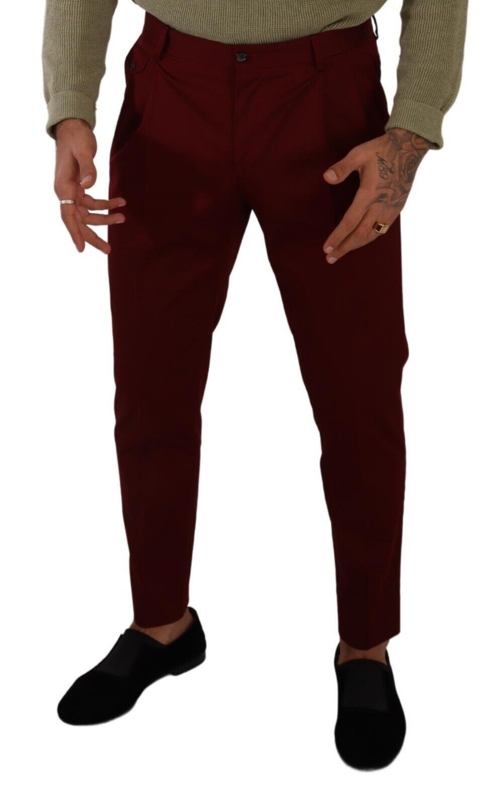 Dolce & Gabbana Dark Red Cotton Mens Chinos Trouser Dress Pants Dolce & Gabbana