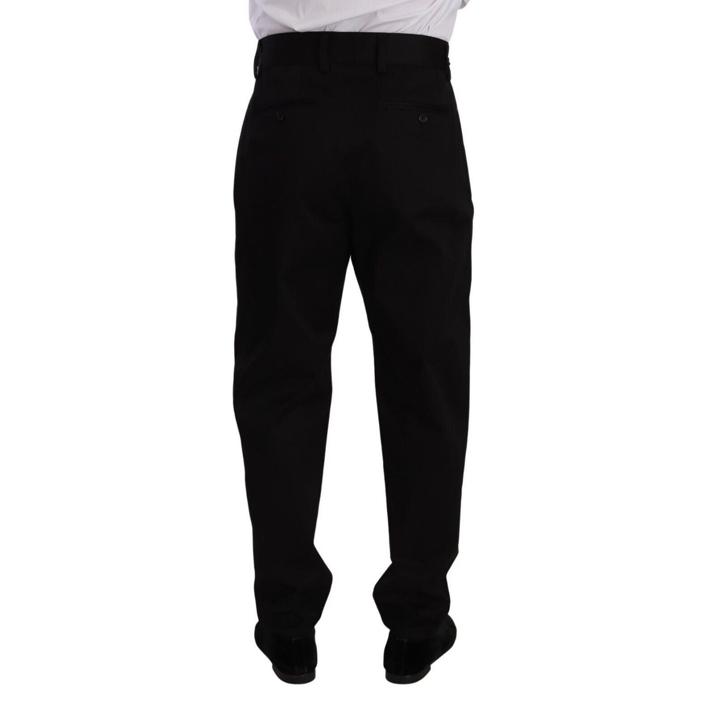 Dolce & Gabbana Black Cotton High Waist Men Trouser Dress Pants Dolce & Gabbana