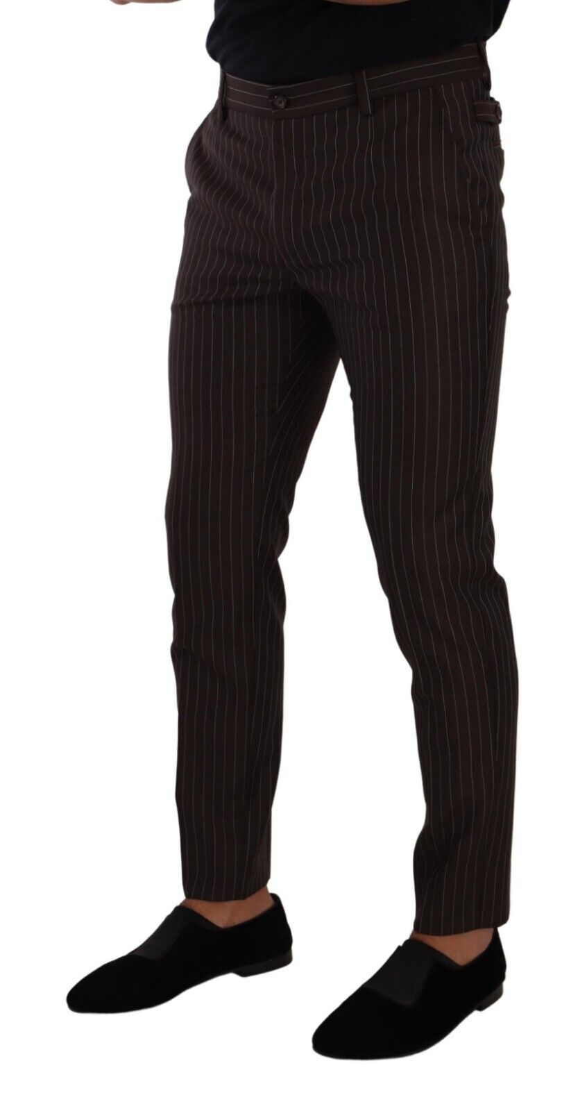 Dolce & Gabbana Brown Striped Wool Formal Trouser Dress Pants Dolce & Gabbana